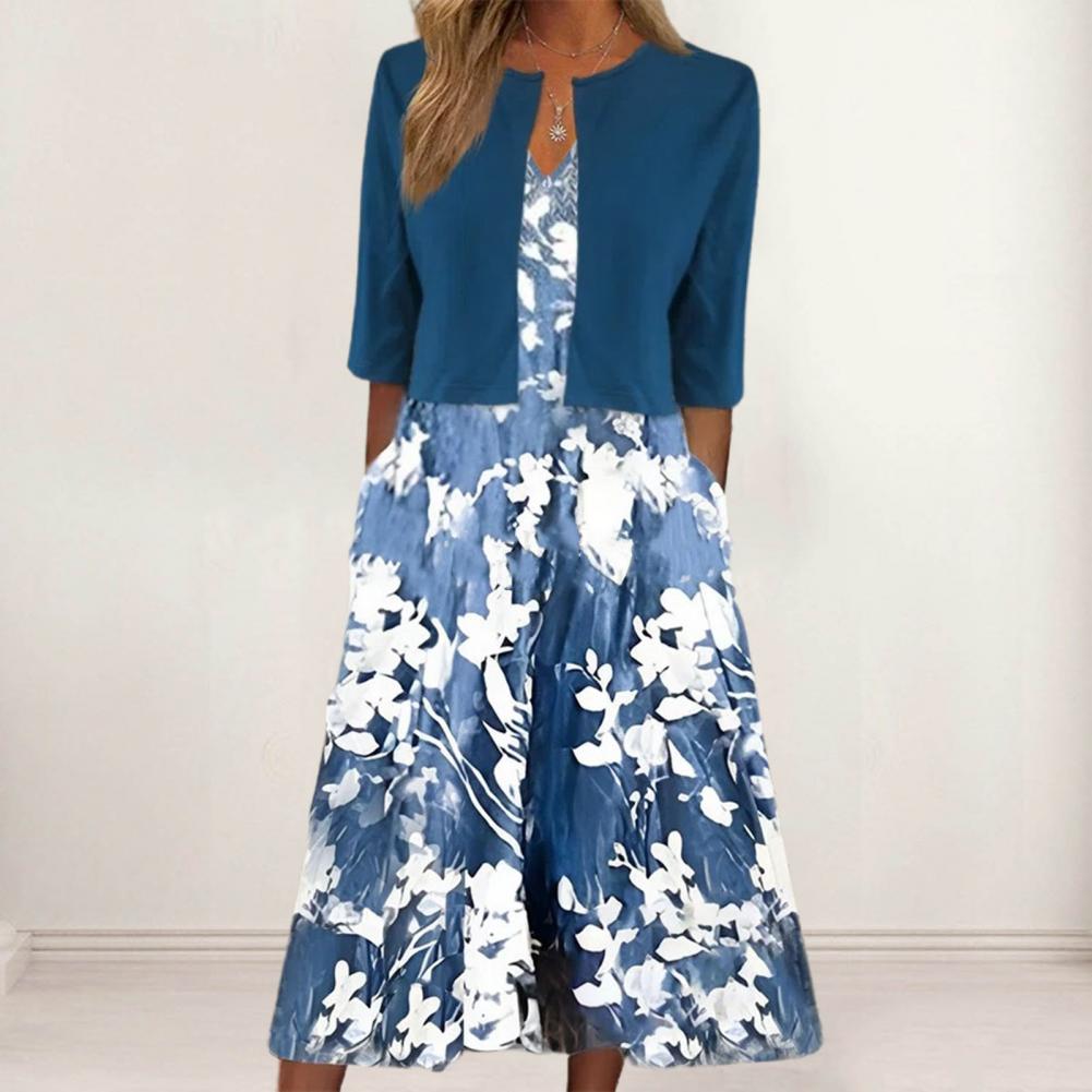 Natacha - Robe Deux Pièces Avec Boléro Fleurie Femme