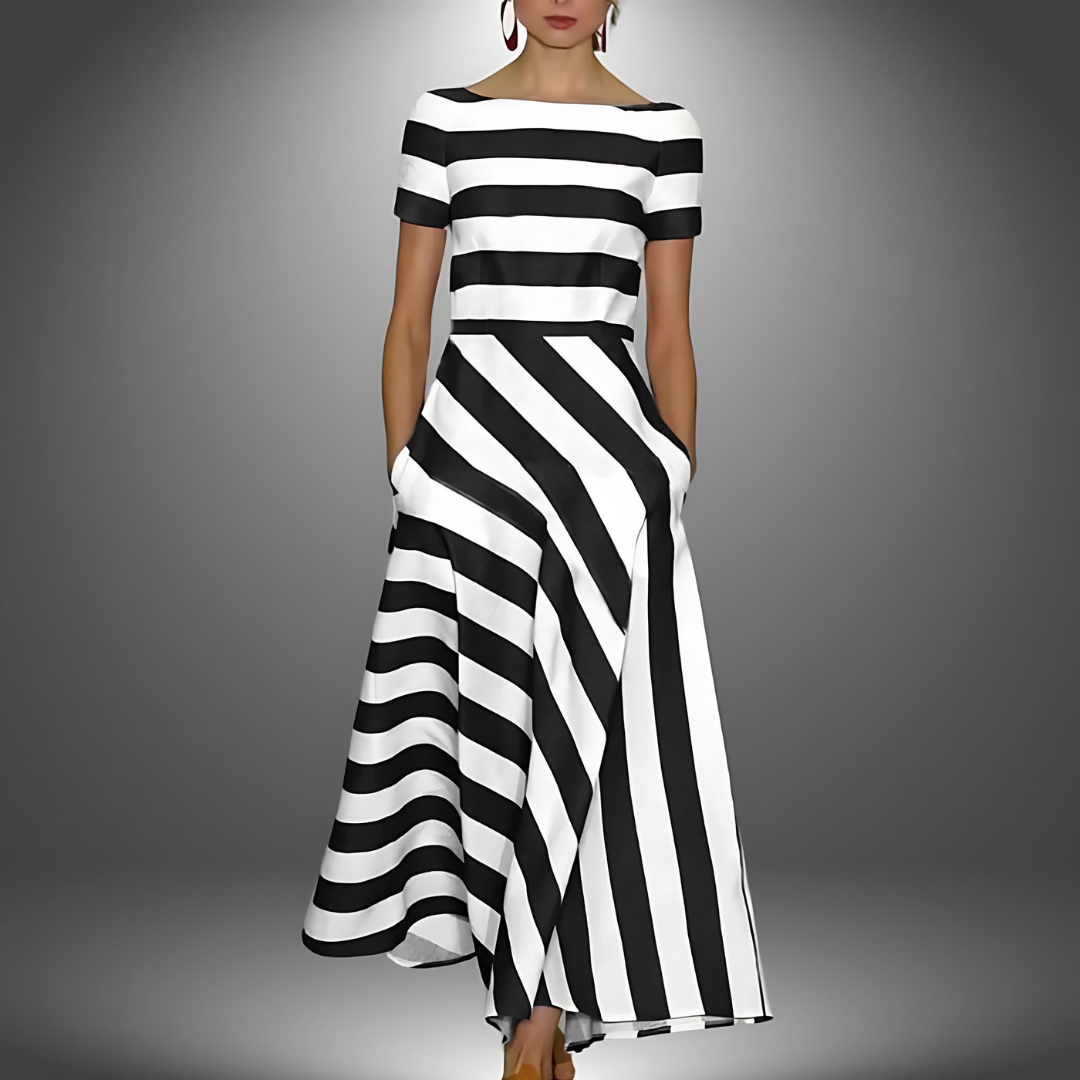 Nadia - Robe Longue Rayée d'Été Élégante Femme