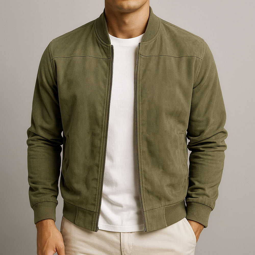 Vincent - Veste Élégante Daim Col Montant