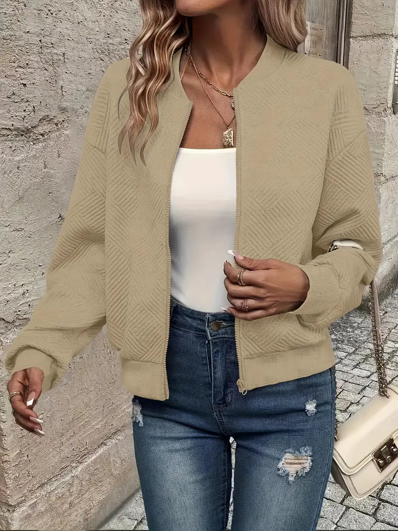 Sylvie - Veste Élégante Zippée Texturée