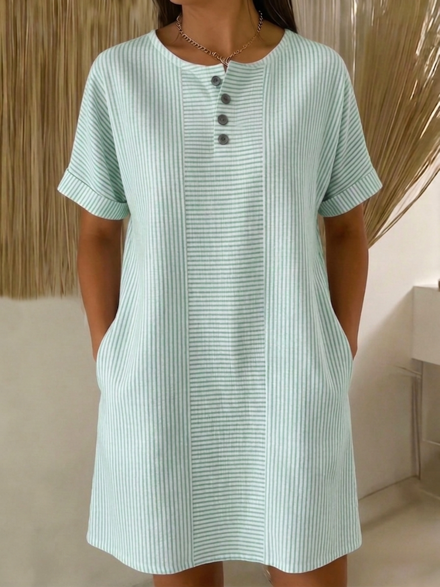 Ludivine - Robe en Lin Rayée Chic Femme
