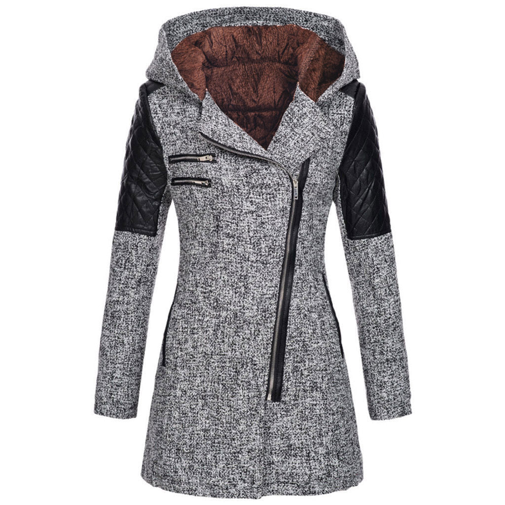 Aurélie - Manteau Élégant Zippé Capuche