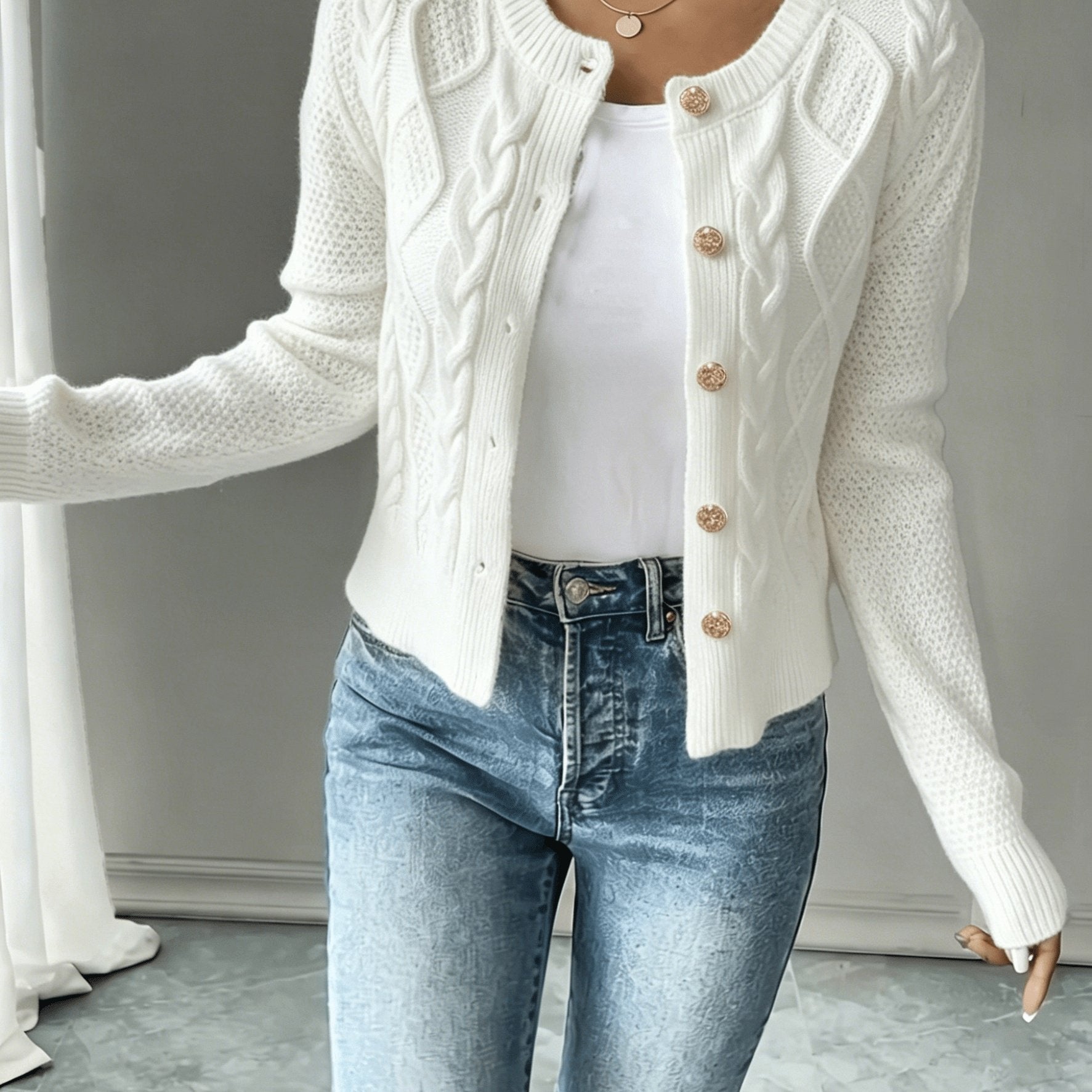 Christine - Cardigan Élégant Torsadé Boutonné