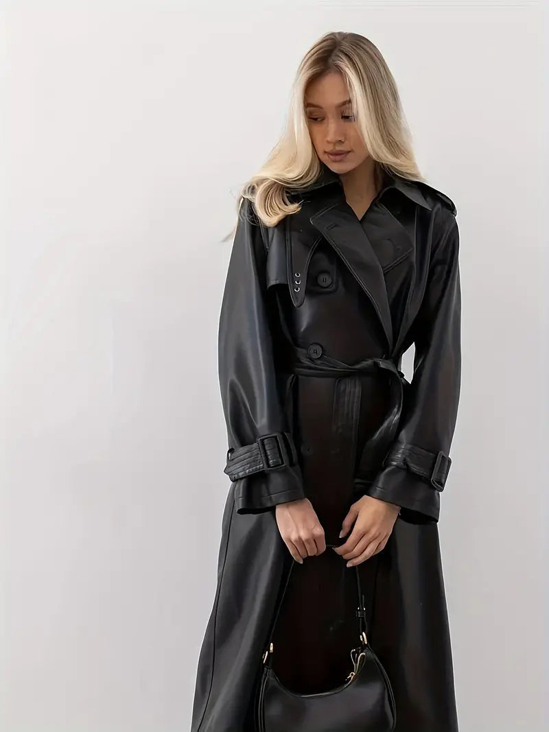 Marie | Trench Élégant Cuir Classique