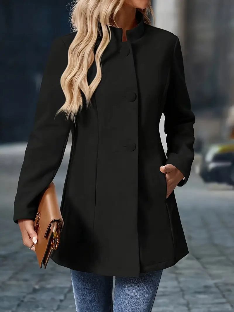 Isabelle - Veste Élégante Boutonnée Col Montant