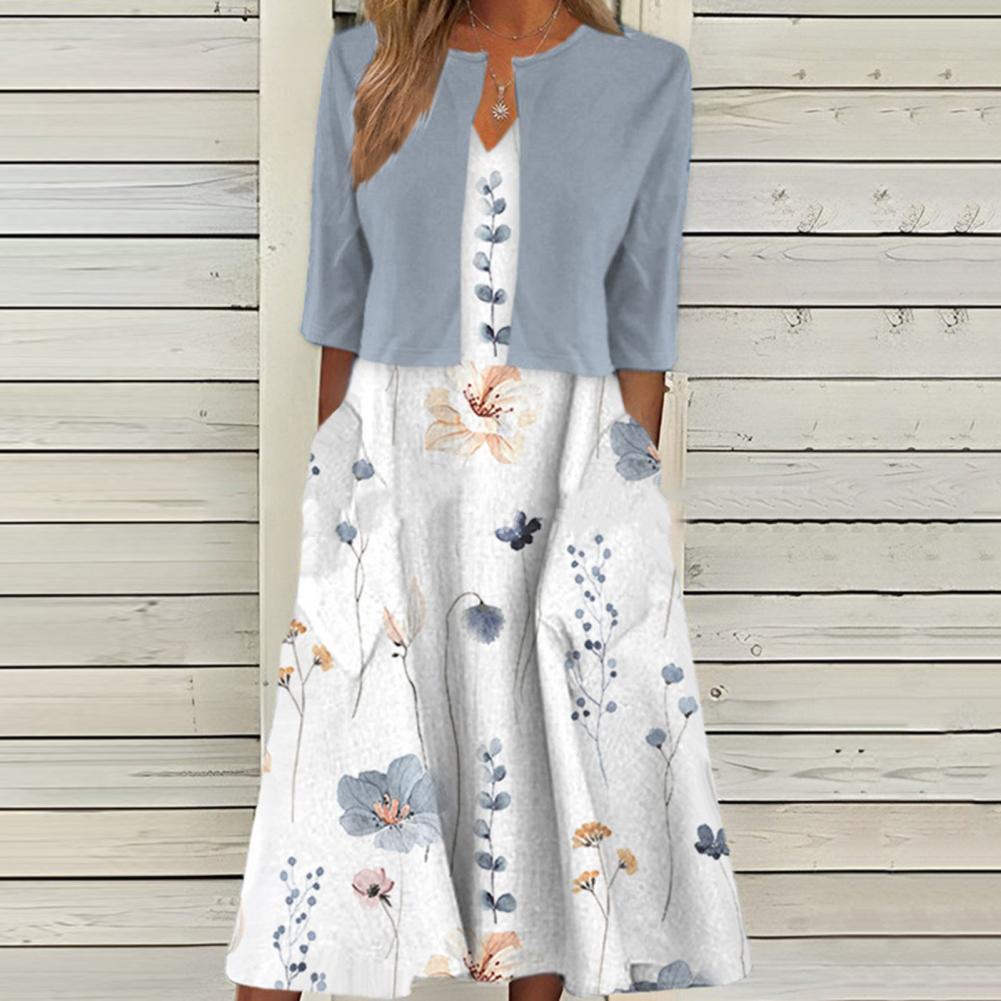 Natacha - Robe Deux Pièces Avec Boléro Fleurie Femme