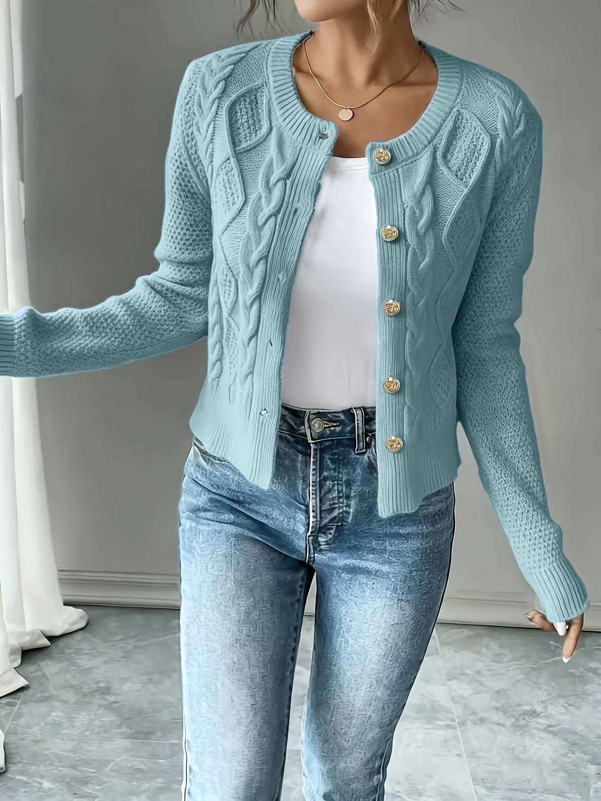 Christine - Cardigan Élégant Torsadé Boutonné