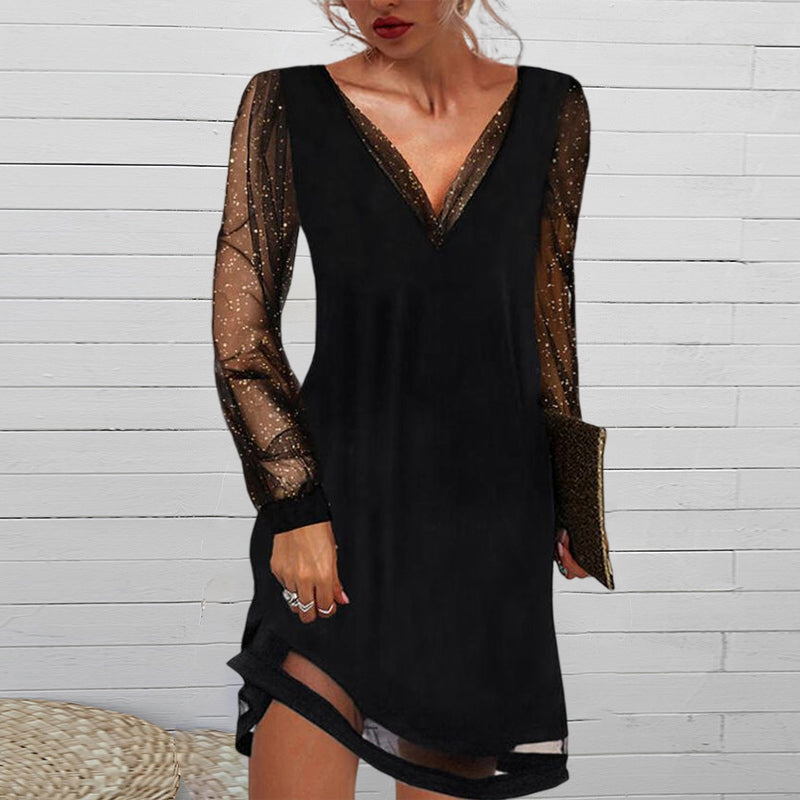 Élodie - Robe De Soirée Élégante Manches Paillettes Femme