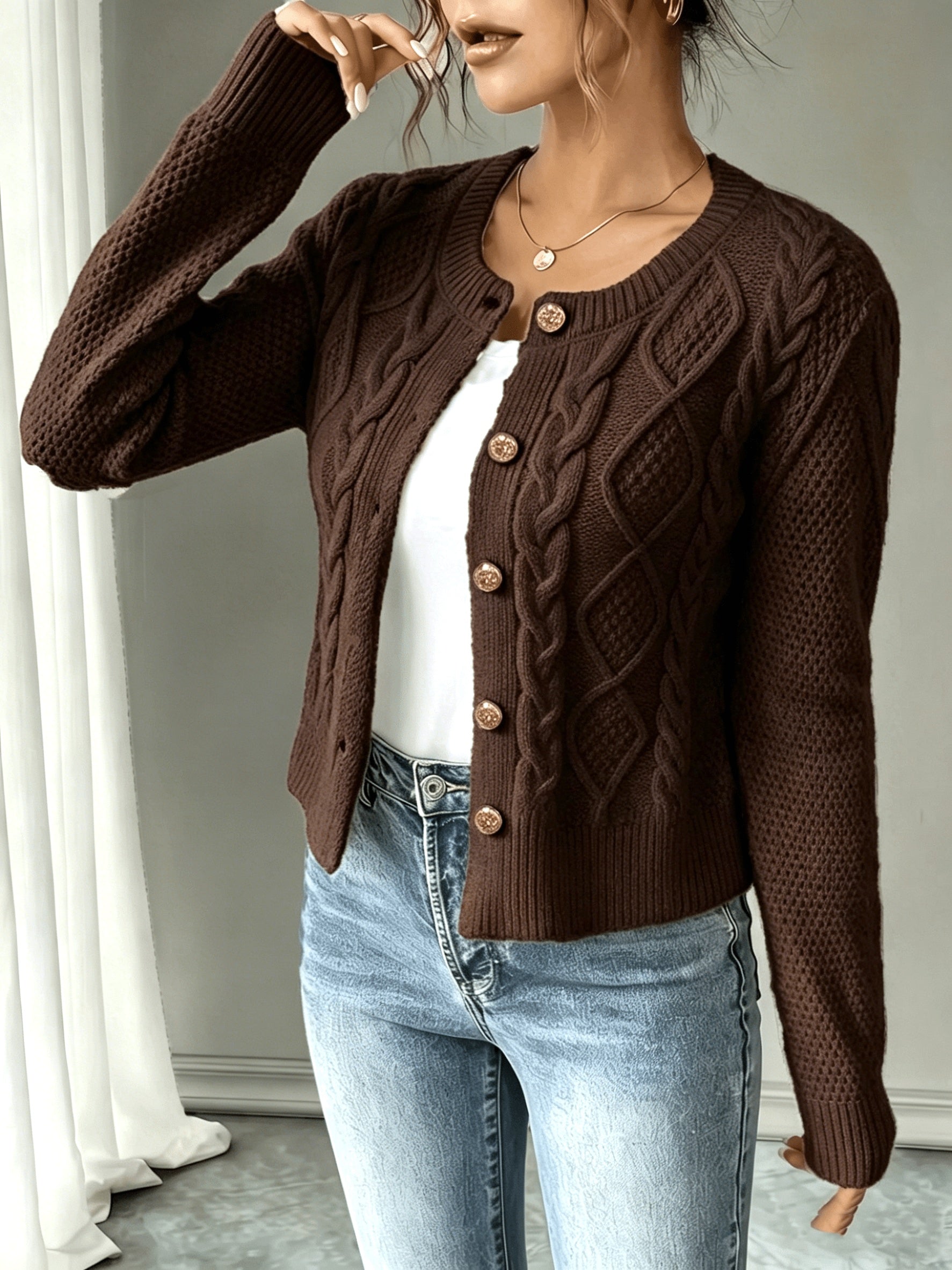 Christine - Cardigan Élégant Torsadé Boutonné