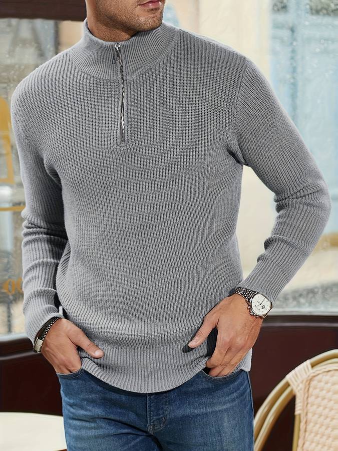Michel - Pull Élégant Col Montant Grosse Maille