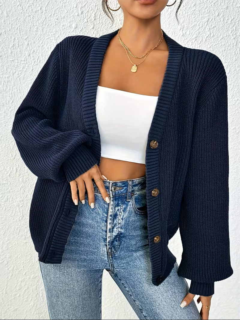 Karine - Cardigan Élégant Oversize Boutonné