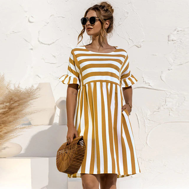 Stéphanie - Robe Rayée Chic