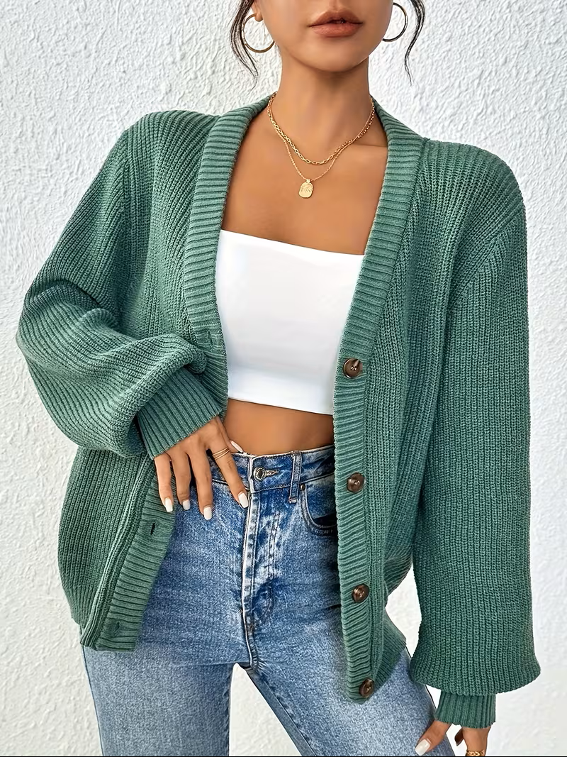 Karine - Cardigan Élégant Oversize Boutonné