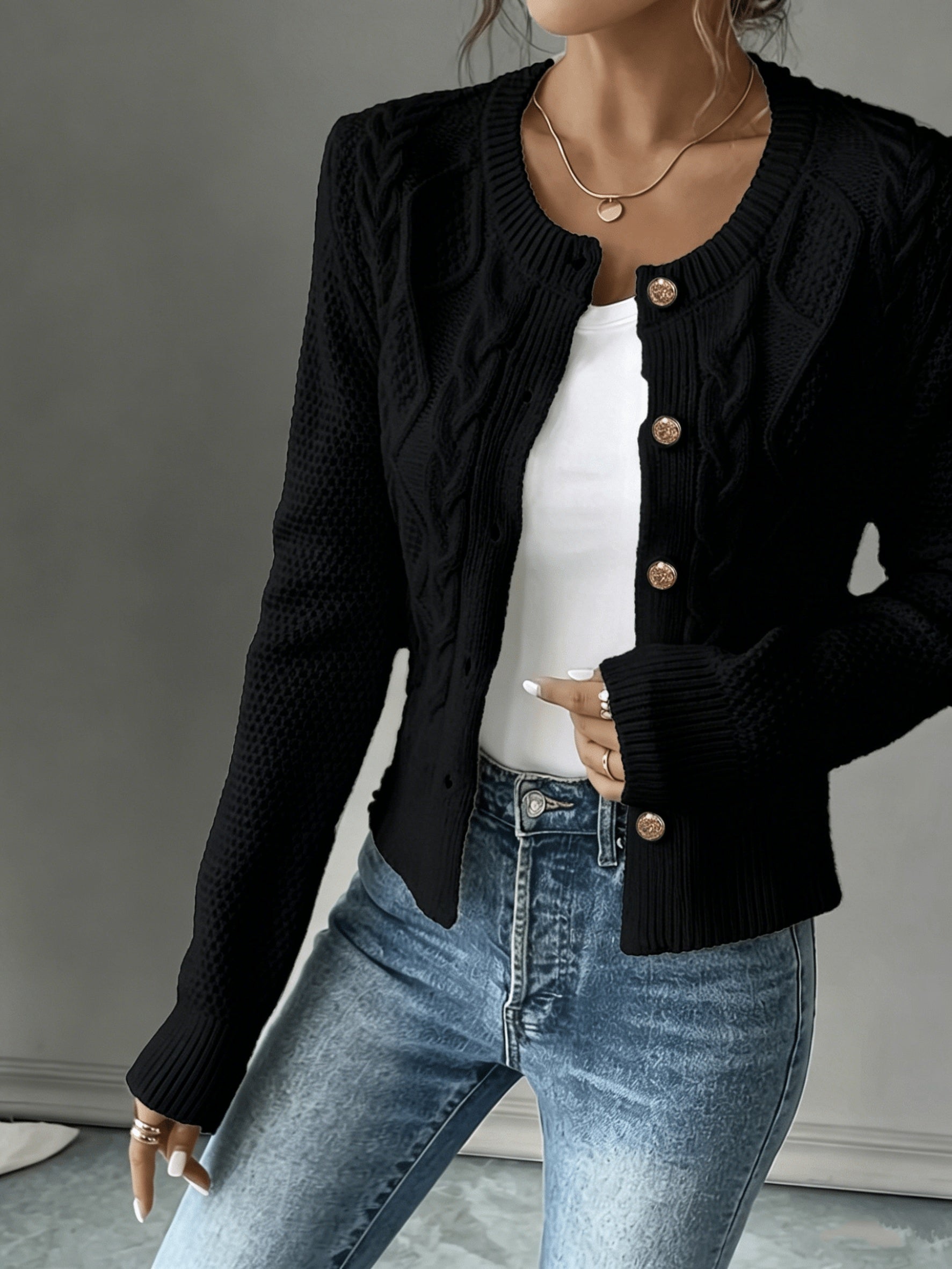 Christine - Cardigan Élégant Torsadé Boutonné