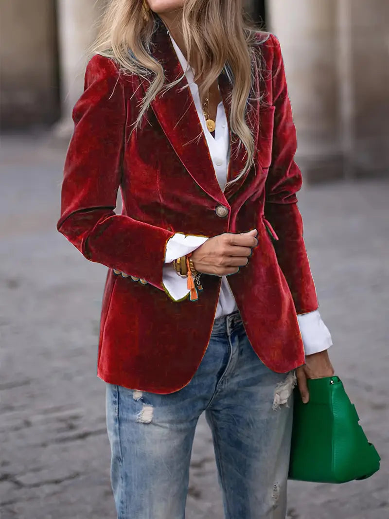 Isabelle - Blazer Élégant Velours Boutons