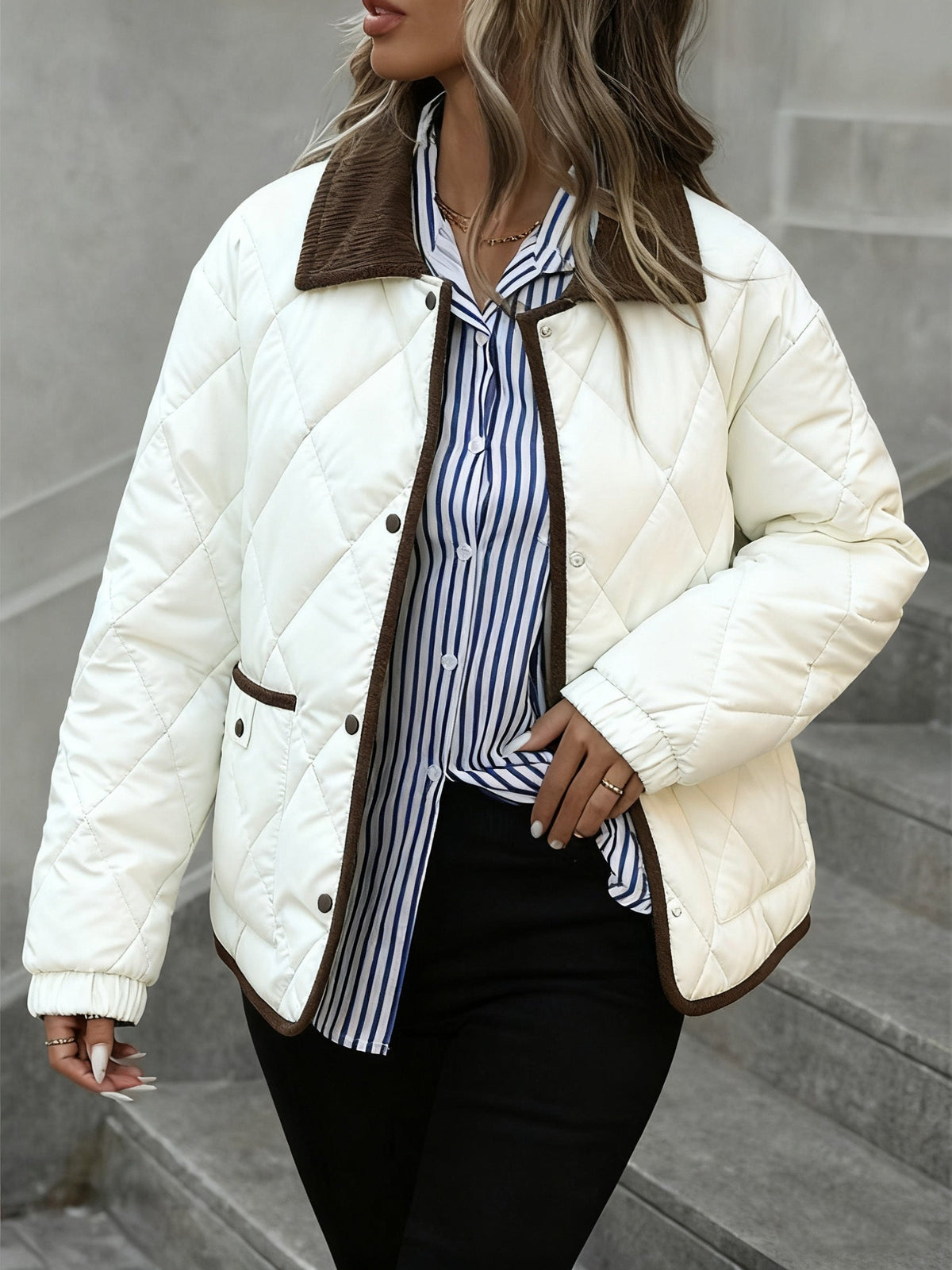 Nathalie - Doudoune Chic Matelassée Col Montant