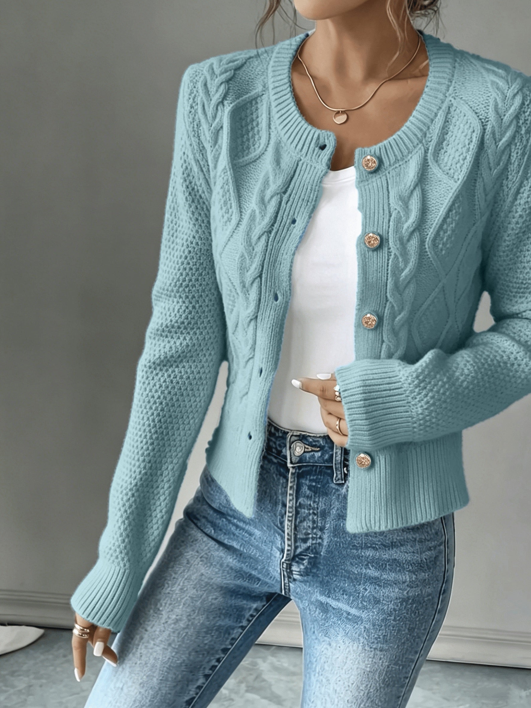Christine - Cardigan Élégant Torsadé Boutonné