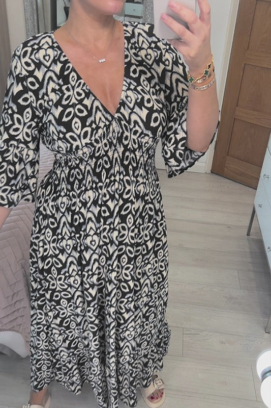 Zéphyrine - Robe maxi - Col en V, Jupe fluide, Allure estivale - Femme