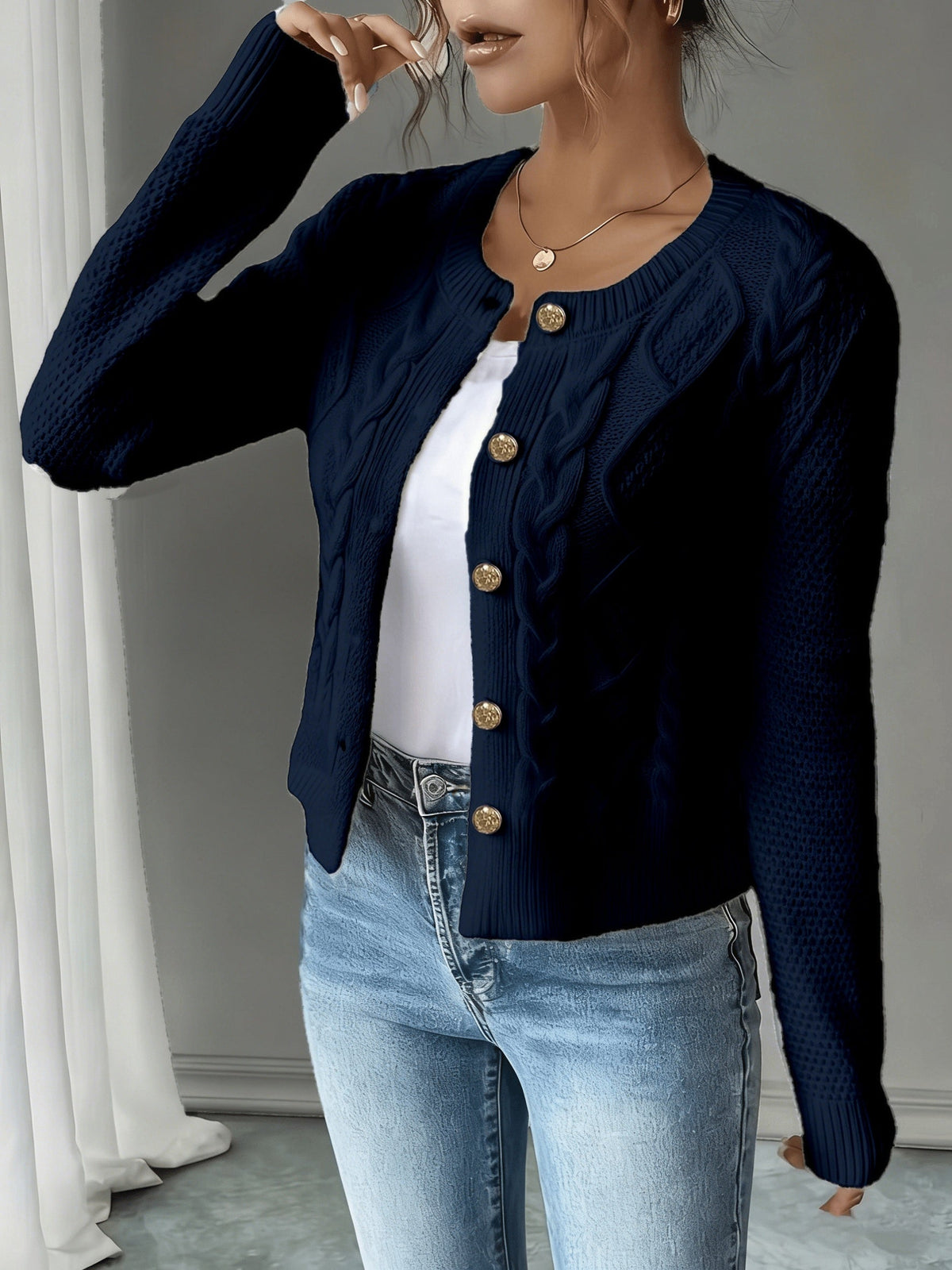 Christine - Cardigan Élégant Torsadé Boutonné