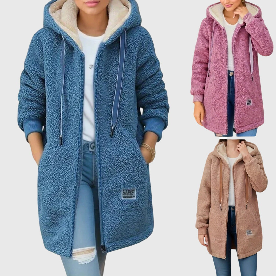 Sylvie - Manteau Élégant Sherpa Capuche