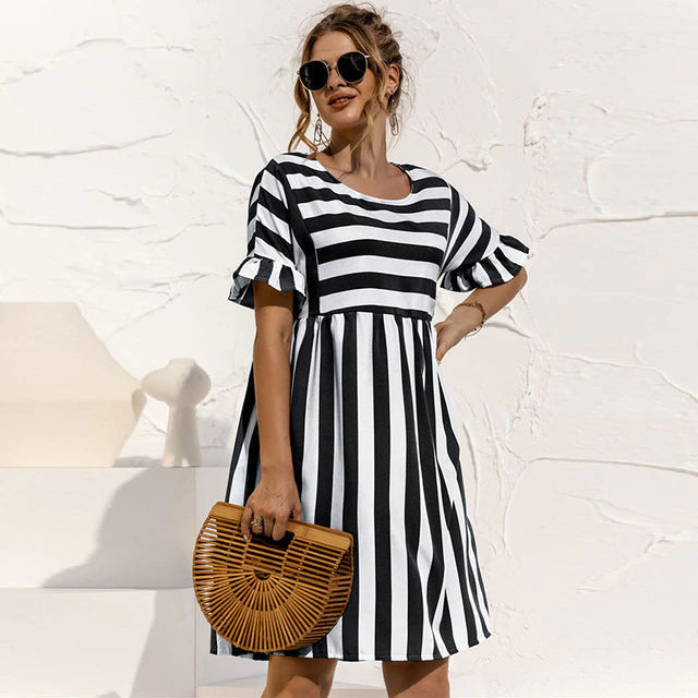 Stéphanie - Robe Rayée Chic