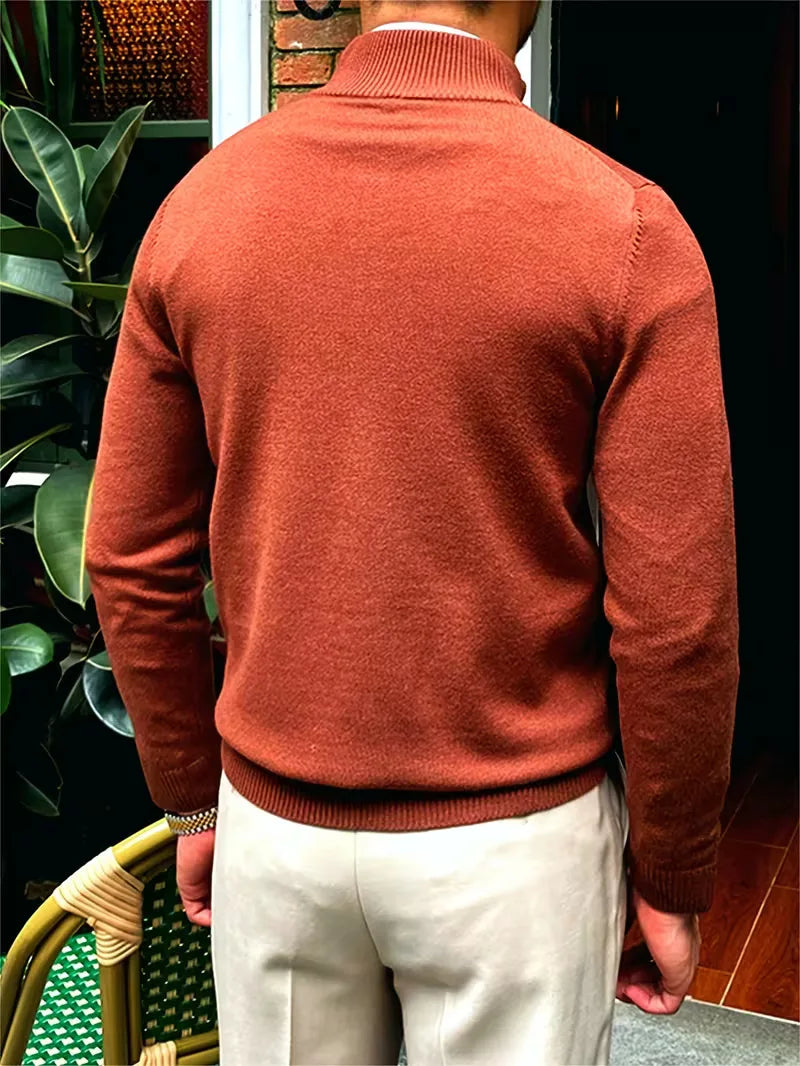 Olivier - Pull Élégant Col Montant Zippé