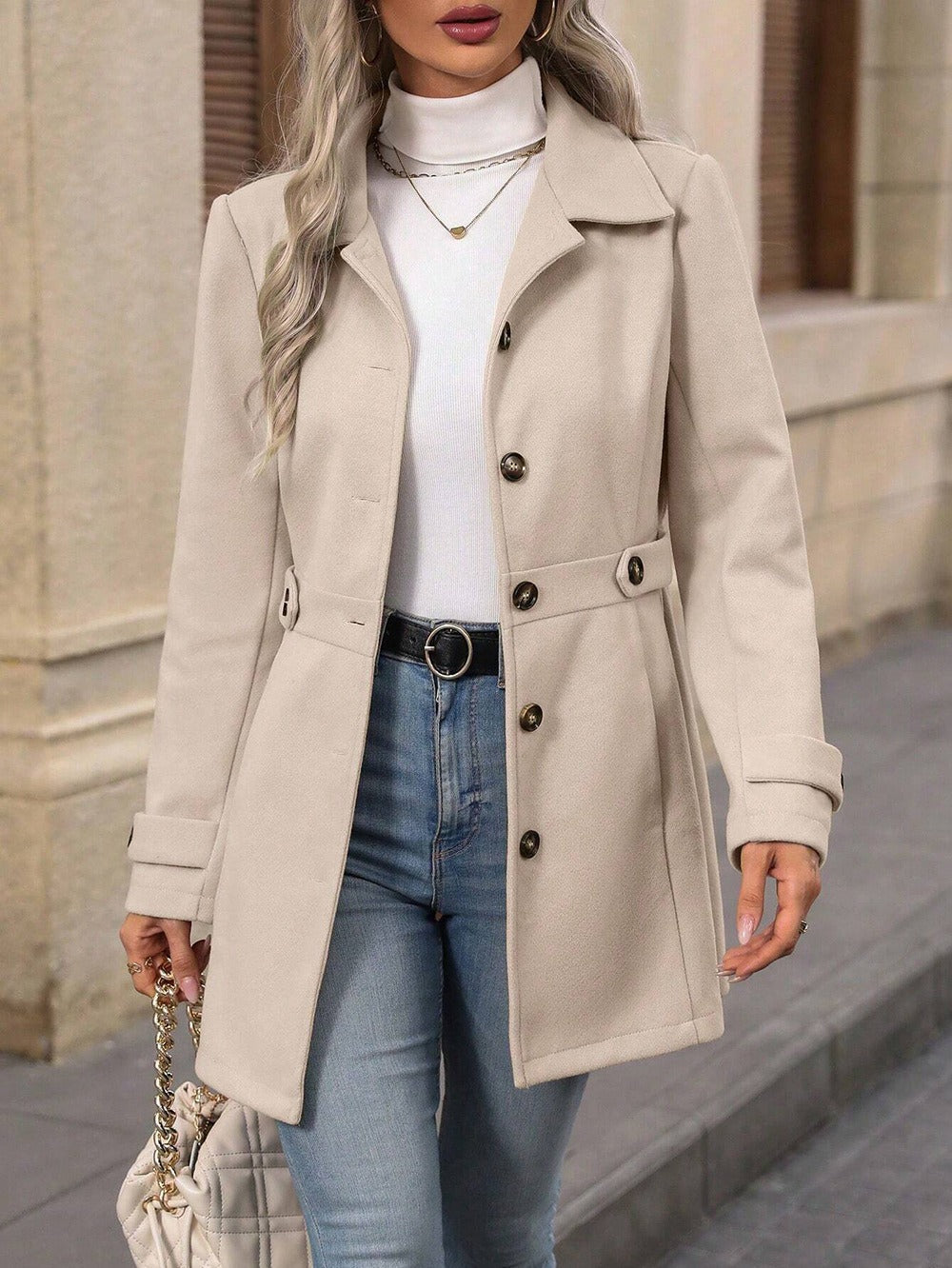 Adèle | Manteau Élégant Laine Ceinturé