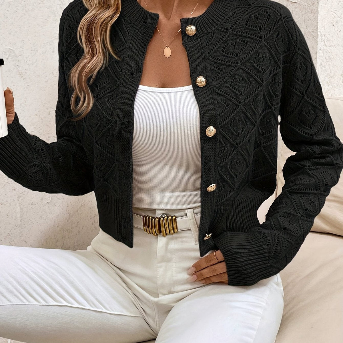 Isabelle - Cardigan Chic Ajouré Boutonné