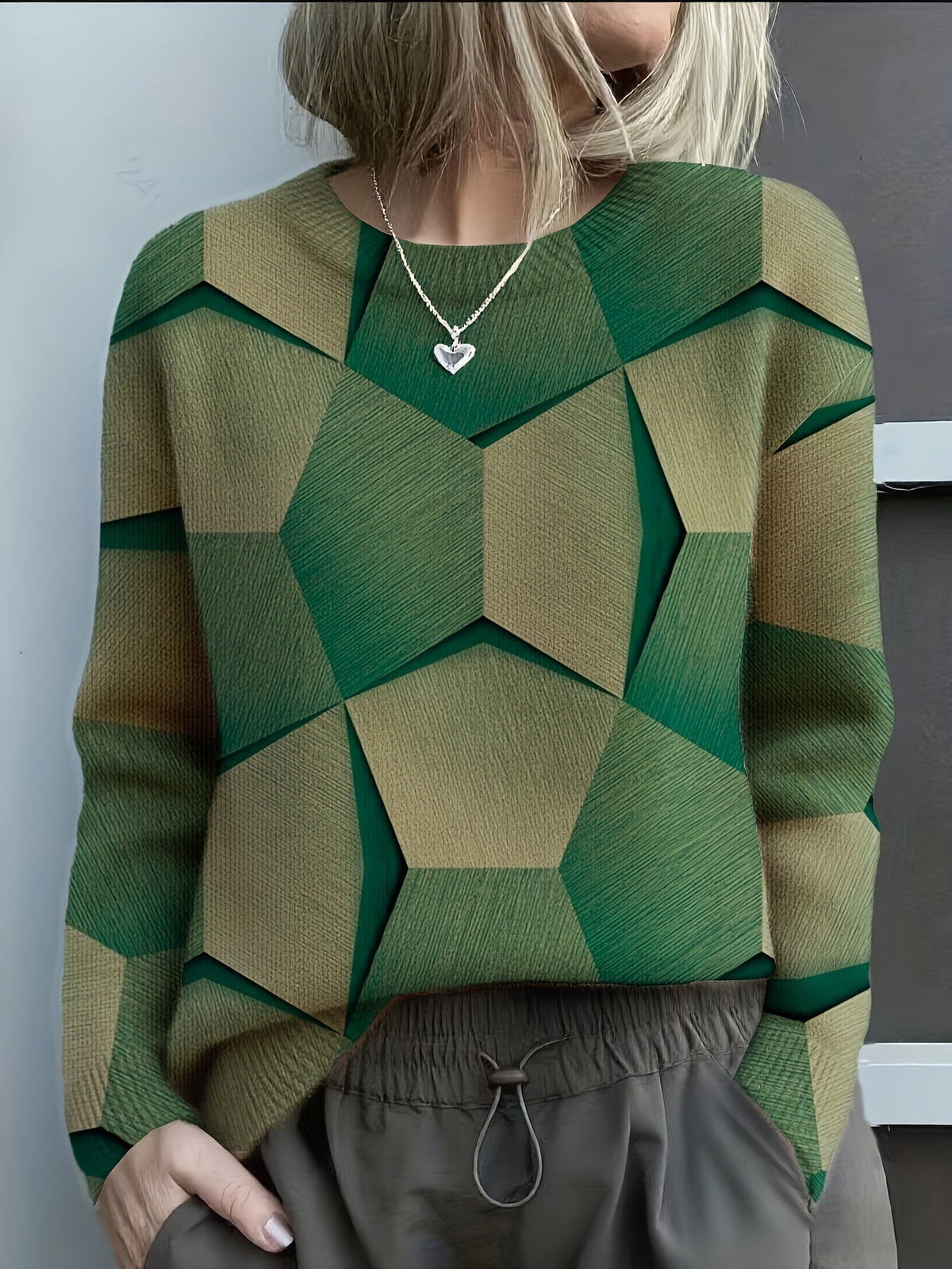 Valérie - Pull Chic Imprimé Géométrique
