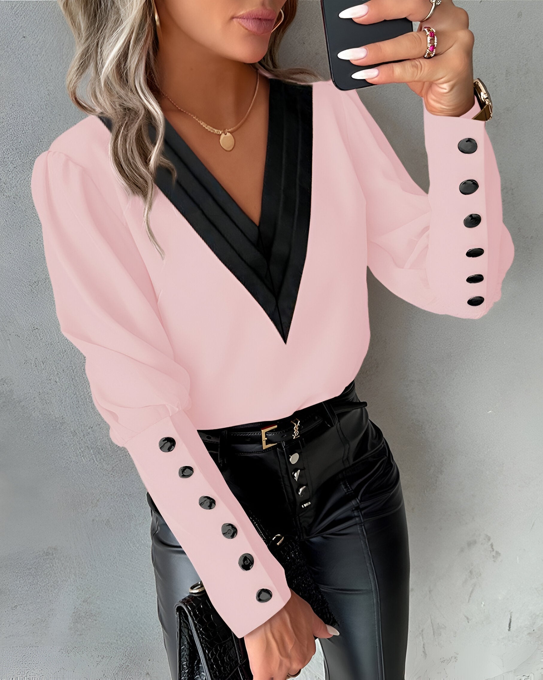 Blouse Femme Col V À Manches Bouffantes - Michèle