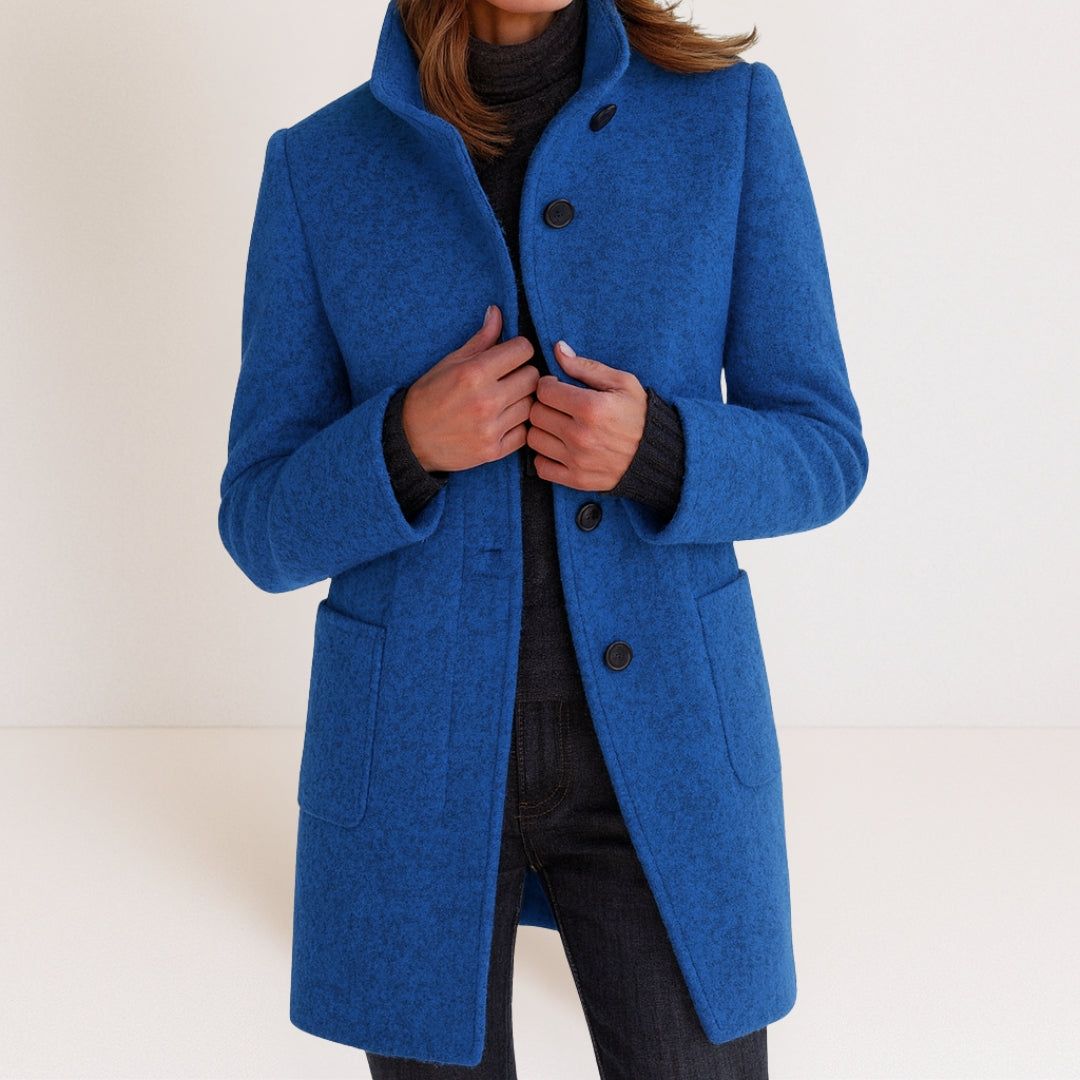 Estelle | Manteau Élégant Laine Col Montant