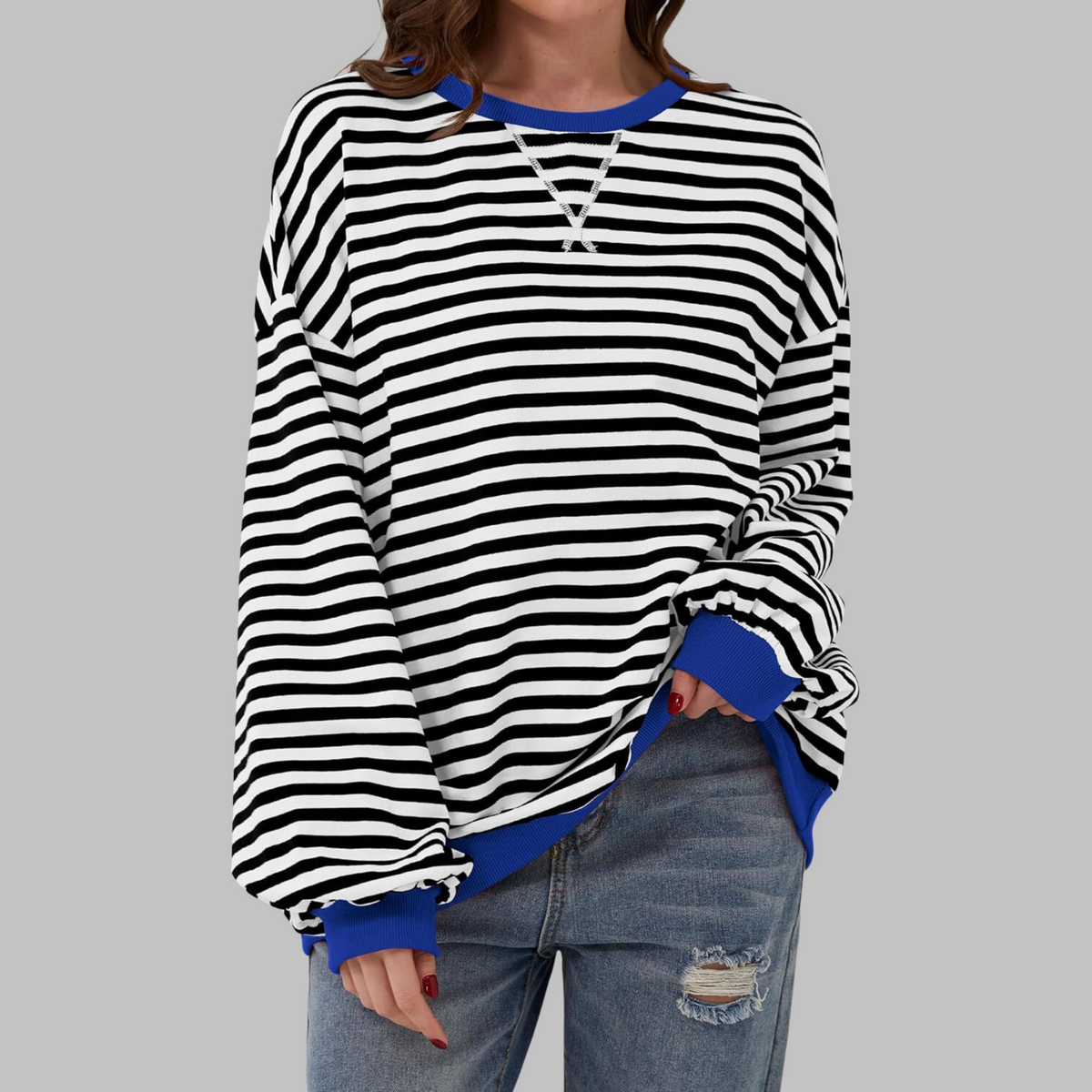 Julien - Sweatshirt Élégant Rayé Col Rond