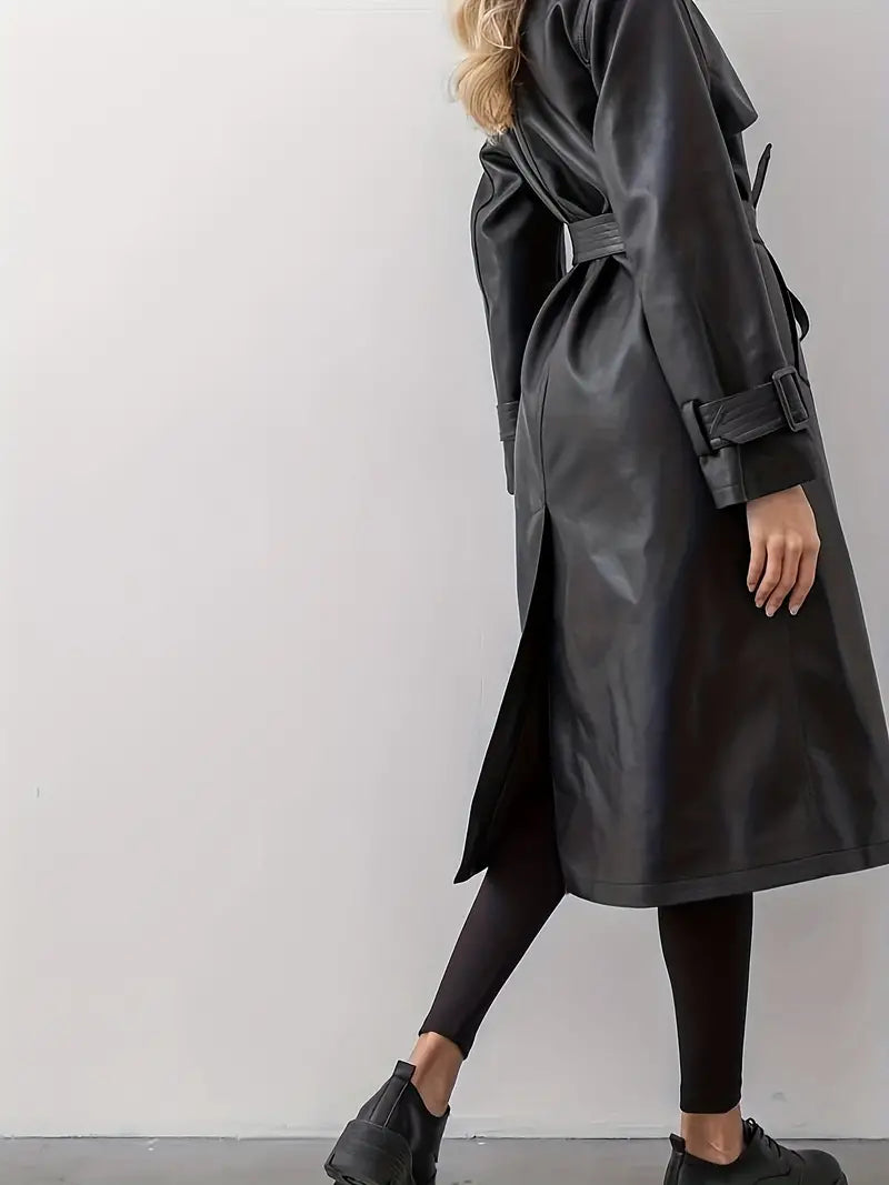 Marie | Trench Élégant Cuir Classique