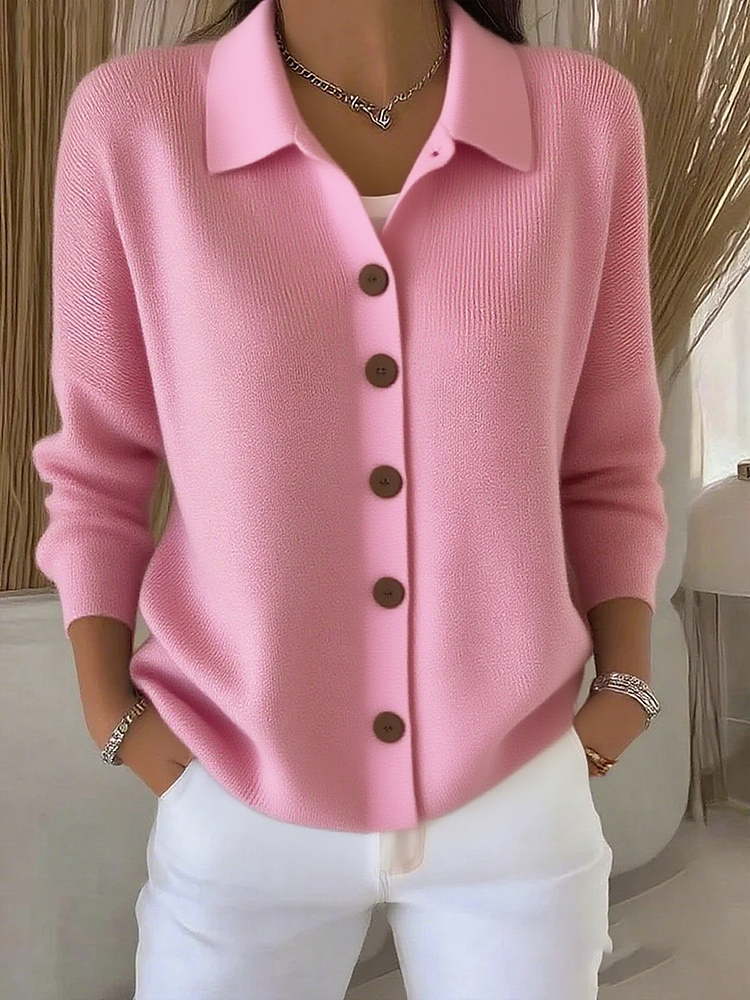 Karine | Cardigan Élégant Col Polo Classique