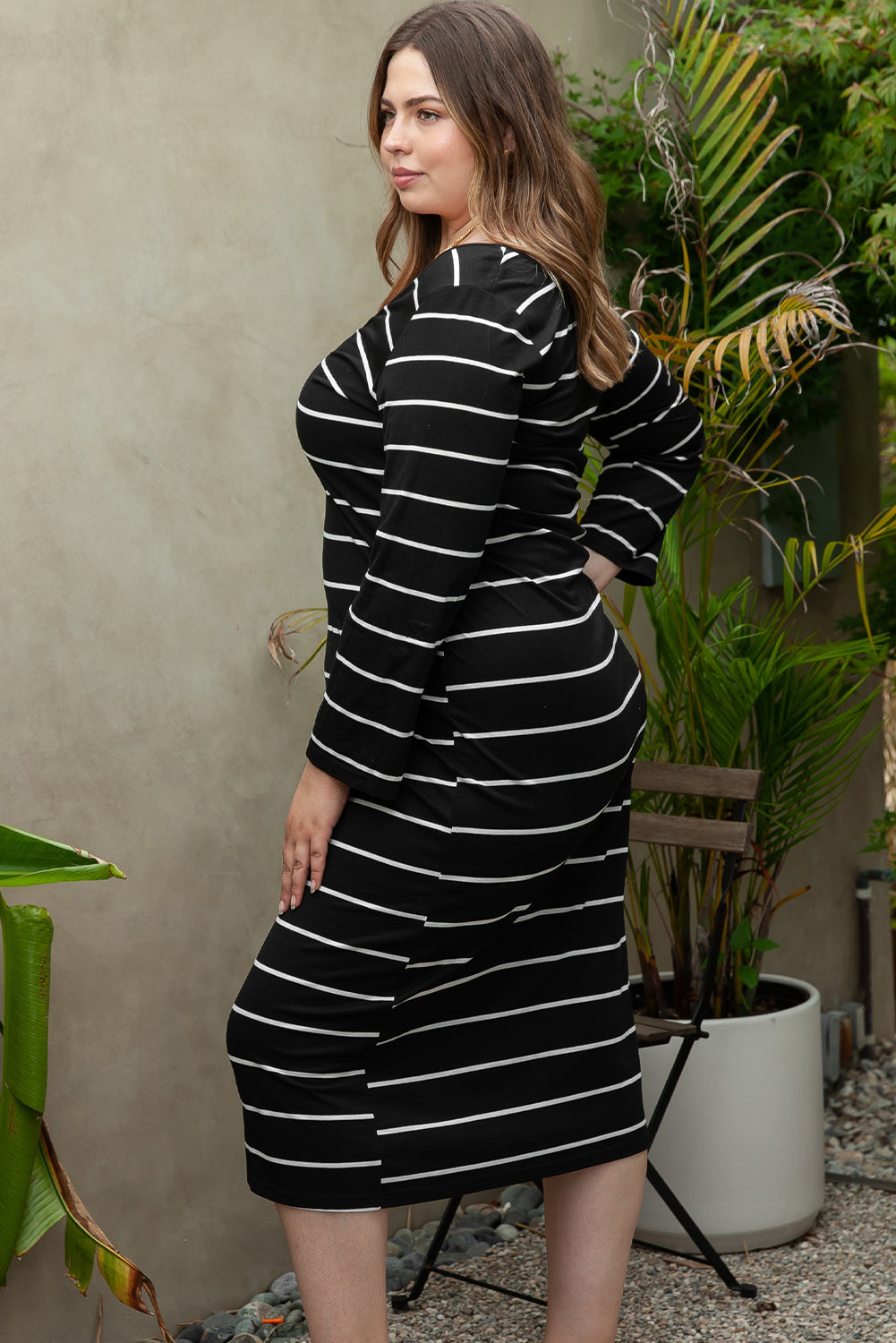 Isabeau - Robe longue - Coupe droite, Rayures, Oversize, Femme