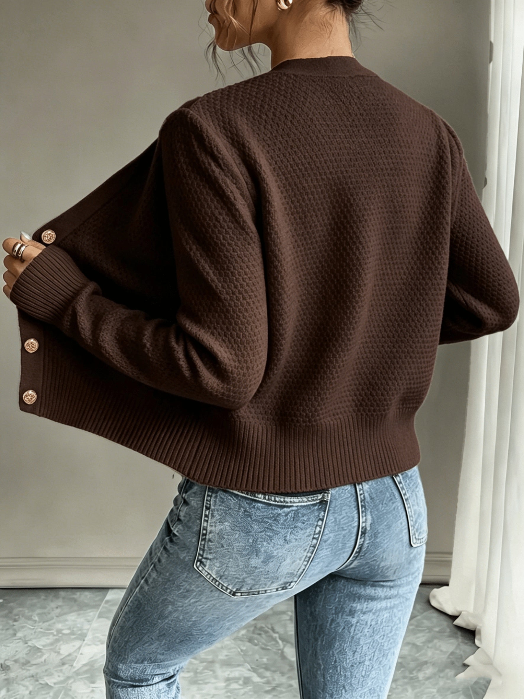 Christine - Cardigan Élégant Torsadé Boutonné