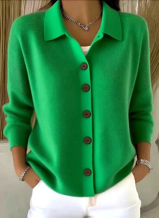 Karine | Cardigan Élégant Col Polo Classique