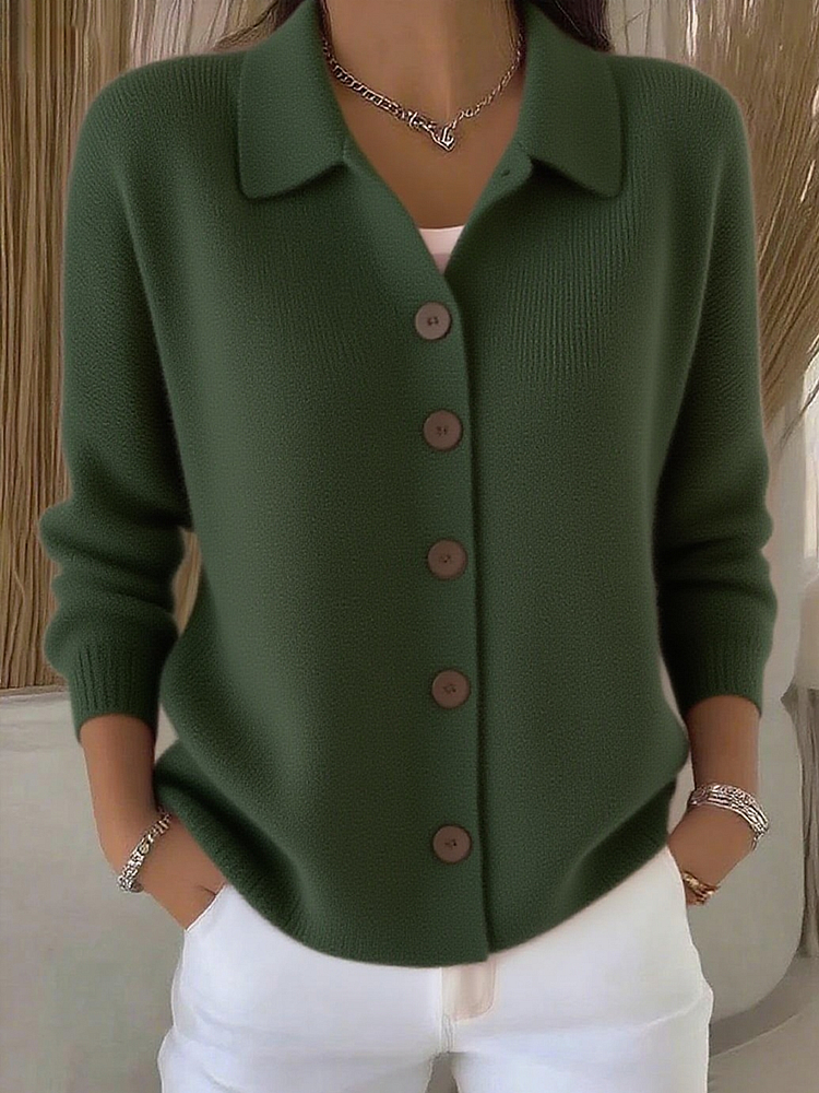 Karine | Cardigan Élégant Col Polo Classique