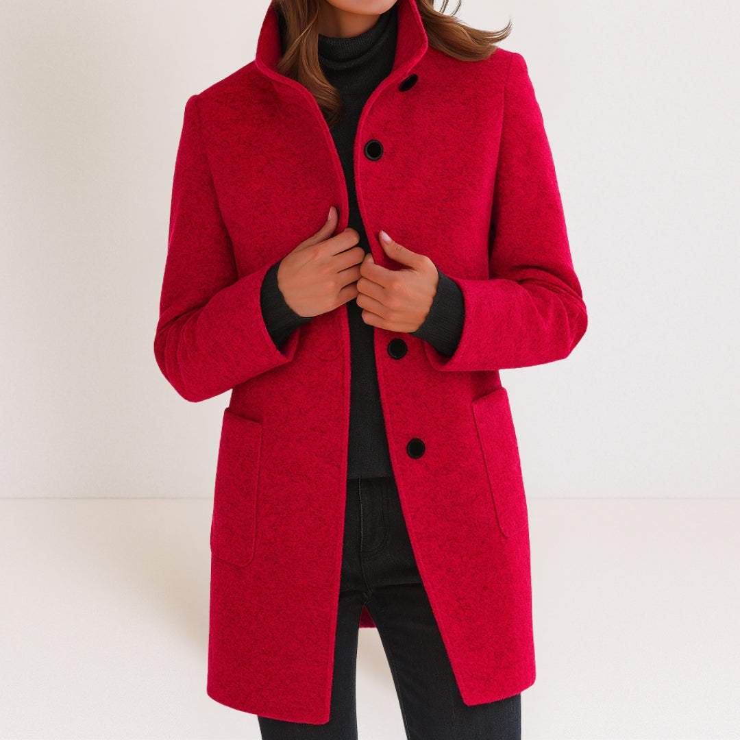 Estelle | Manteau Élégant Laine Col Montant