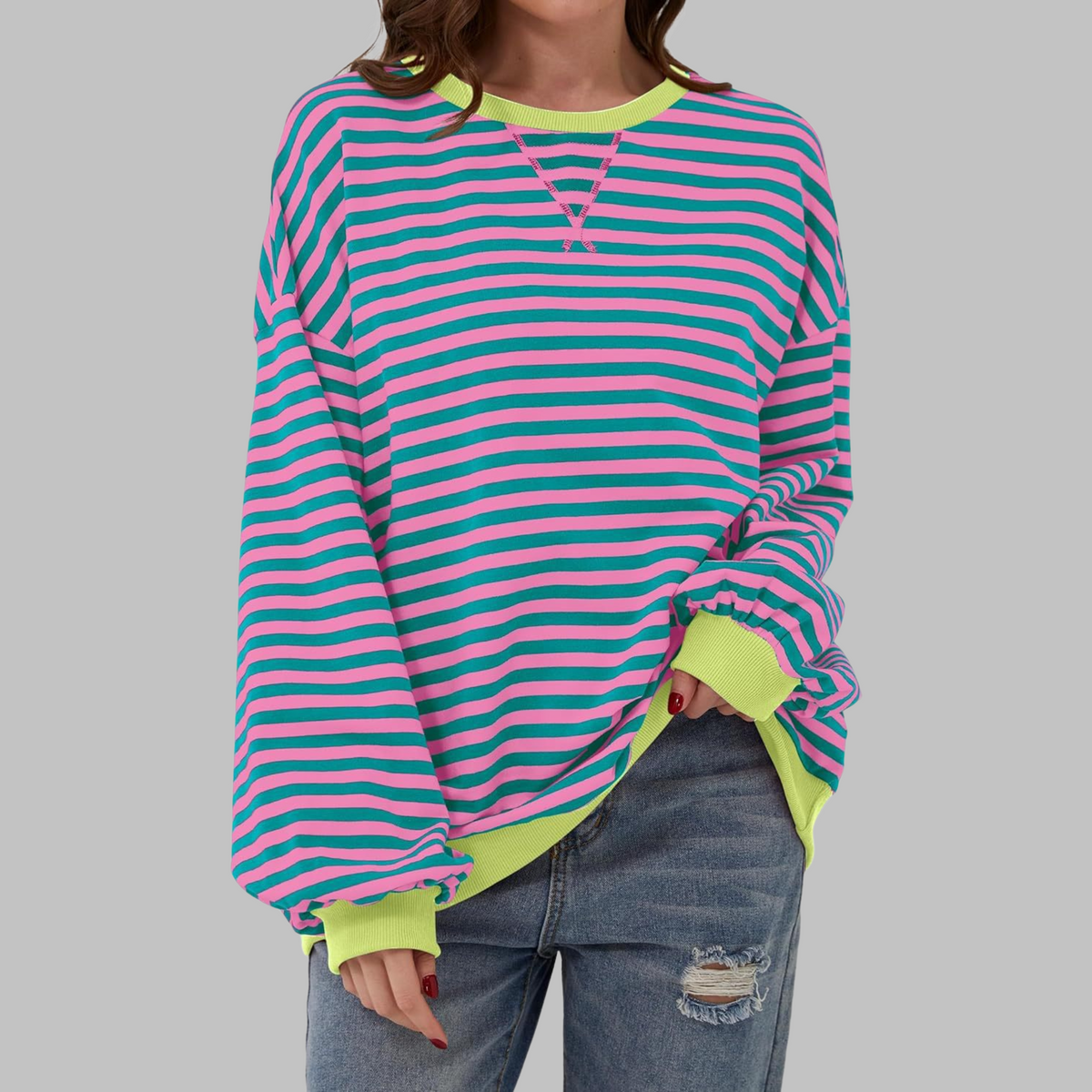 Julien - Sweatshirt Élégant Rayé Col Rond