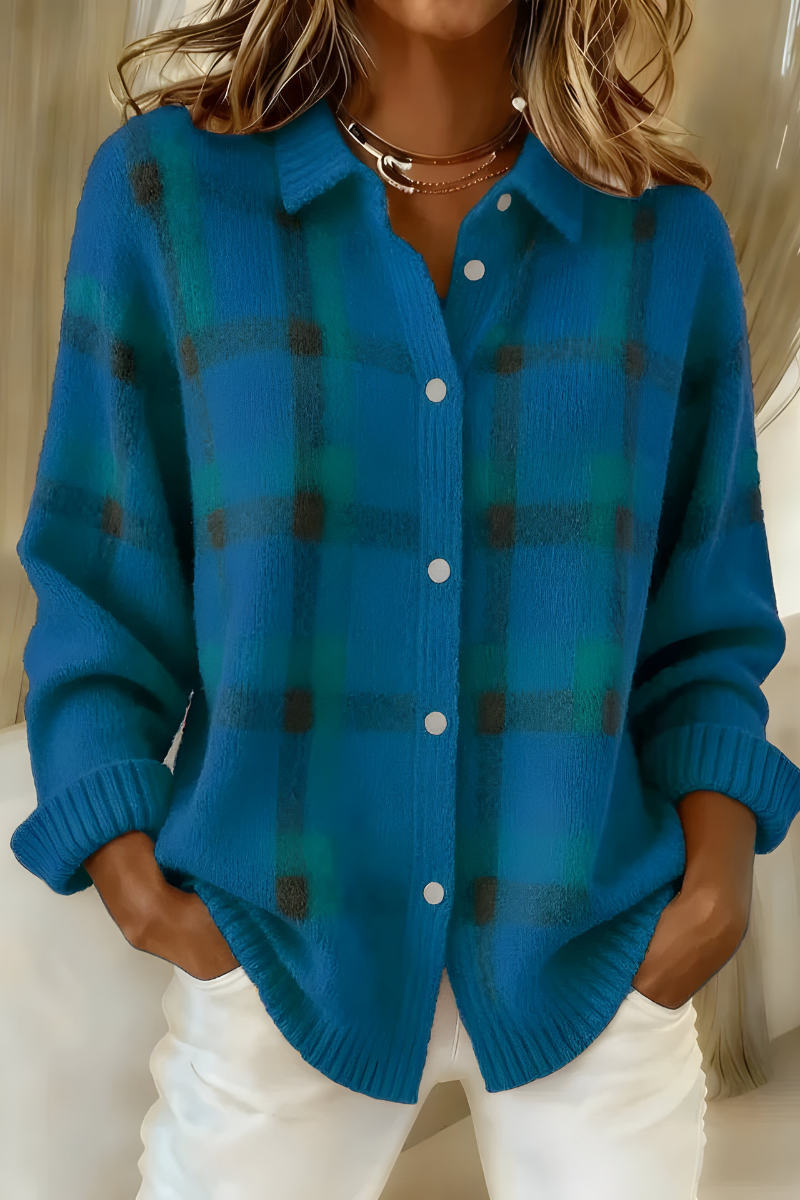 Sophie - Cardigan Chic Écossais Oversize