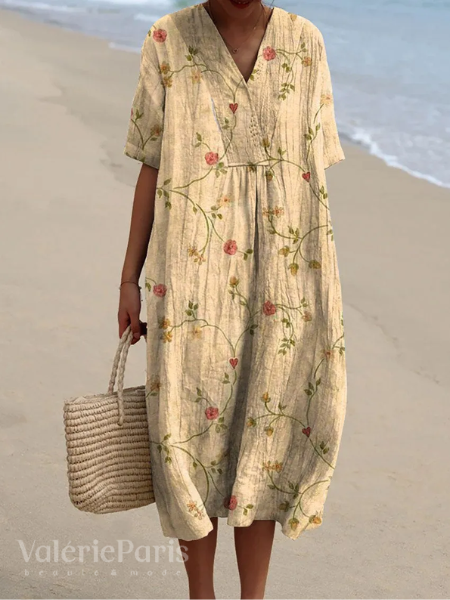 Pascale - Robe en coton - Respirant, Imprimé floral raffiné - Femme