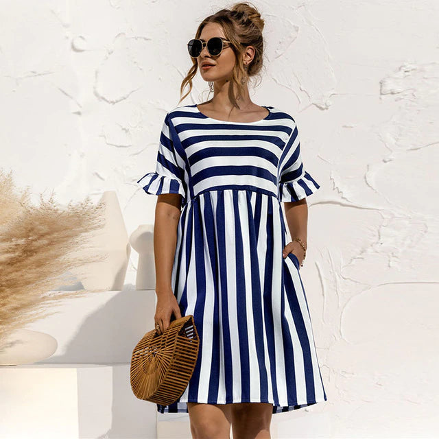 Stéphanie - Robe Rayée Chic