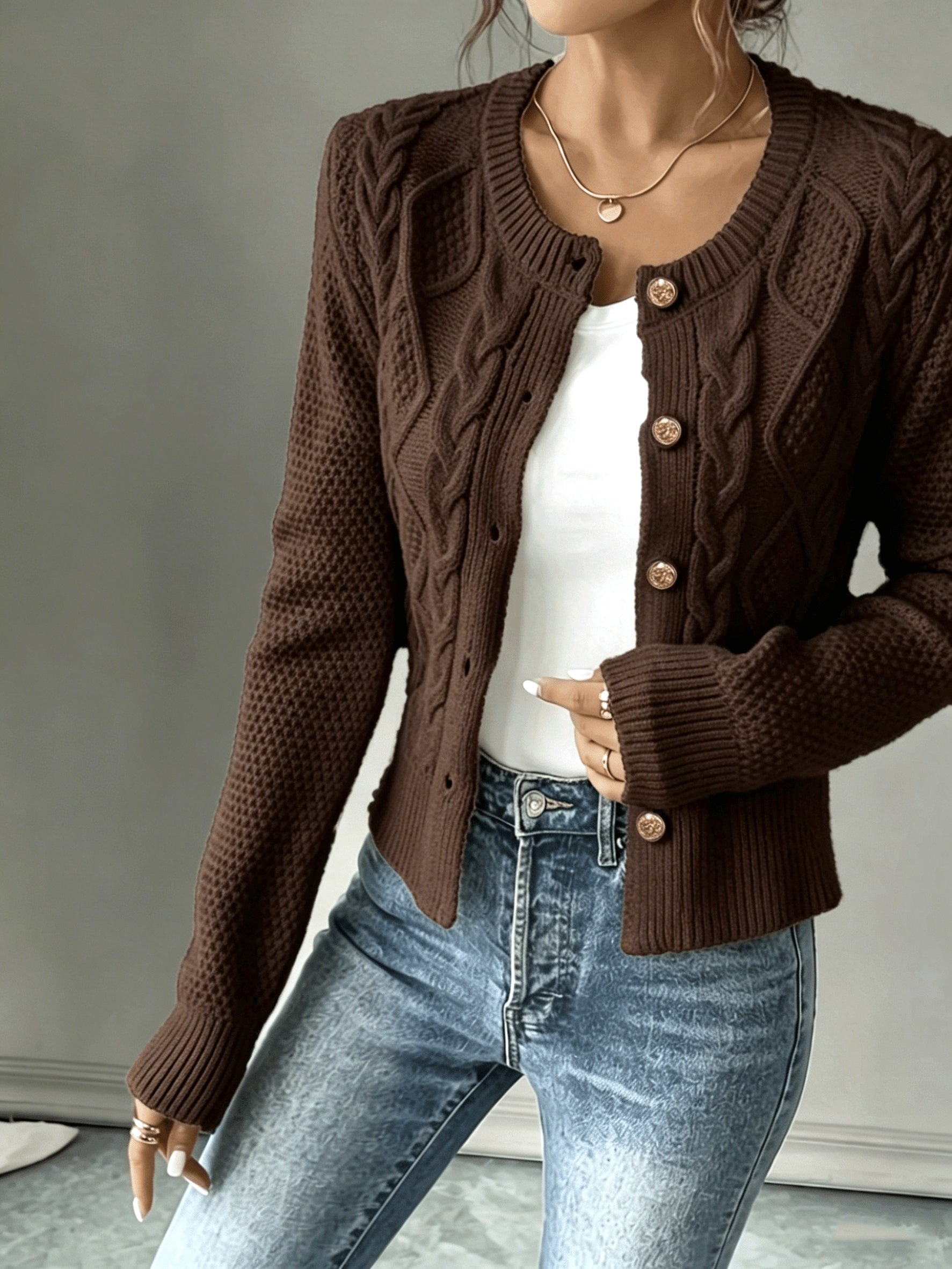 Christine - Cardigan Élégant Torsadé Boutonné