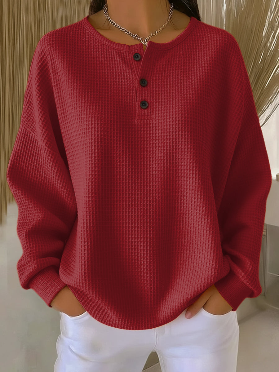 Isabelle - Haut Élégant Oversize Col Boutonné