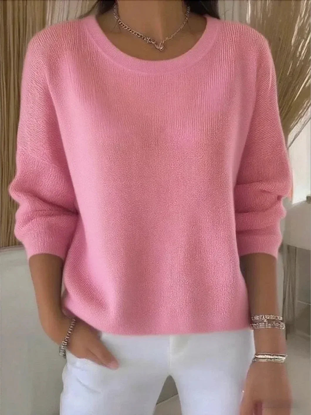 Delphine - Pull Élégant Oversize Col Rond