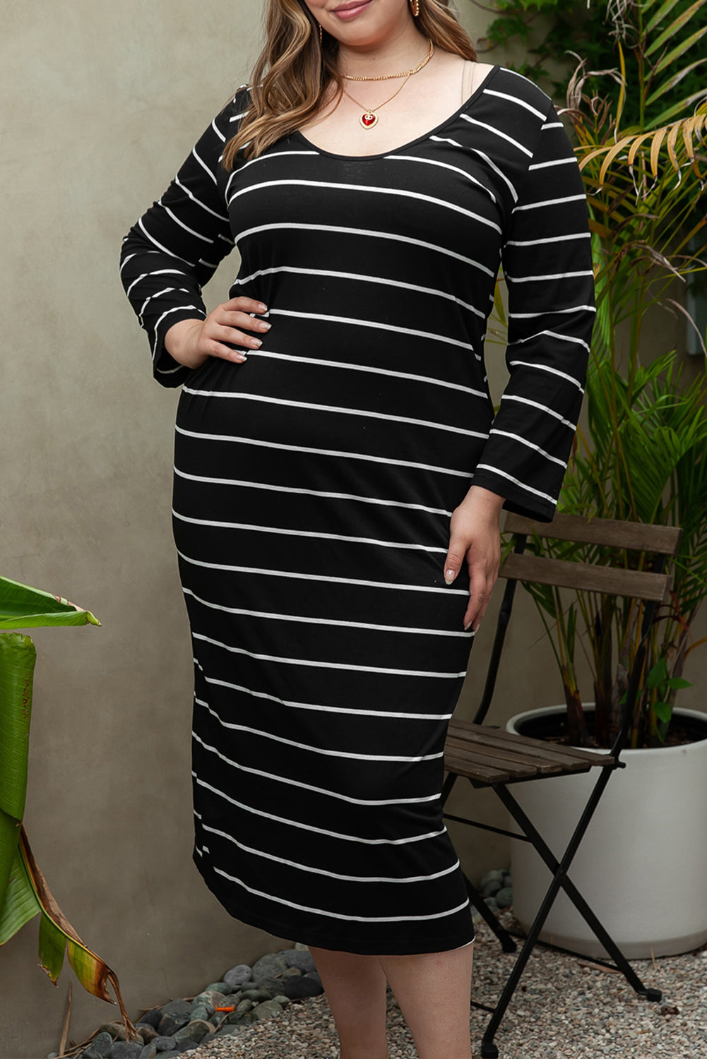Isabeau - Robe longue - Coupe droite, Rayures, Oversize, Femme