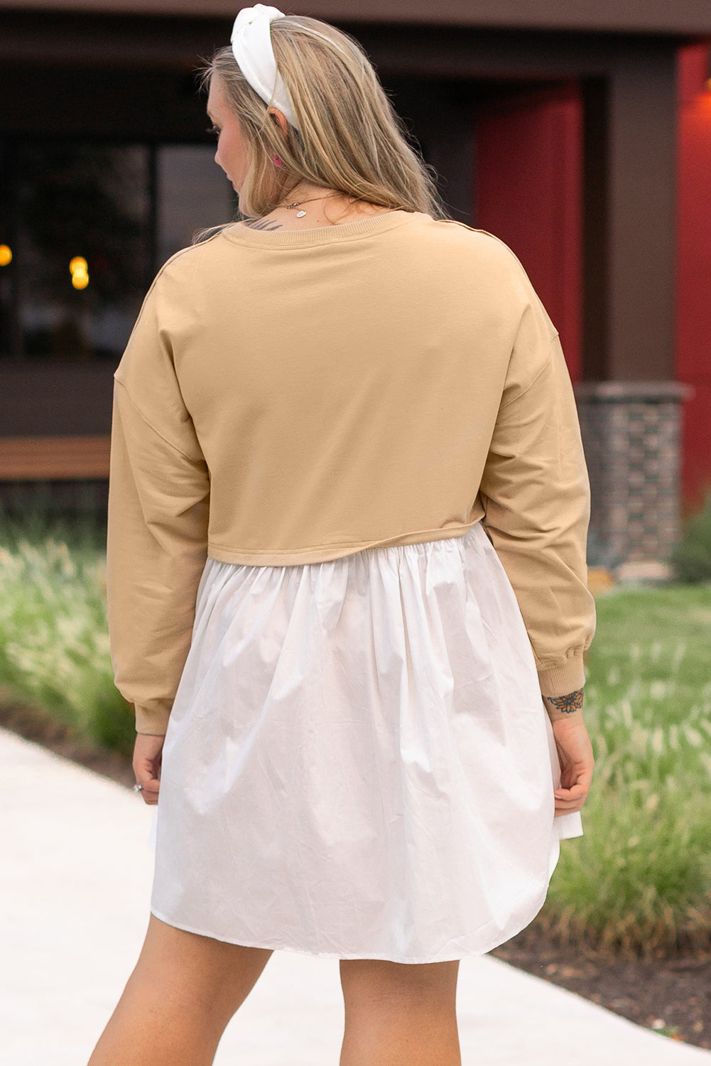 Hélène - Robe mini grande taille - Patchwork, Volants, Femme