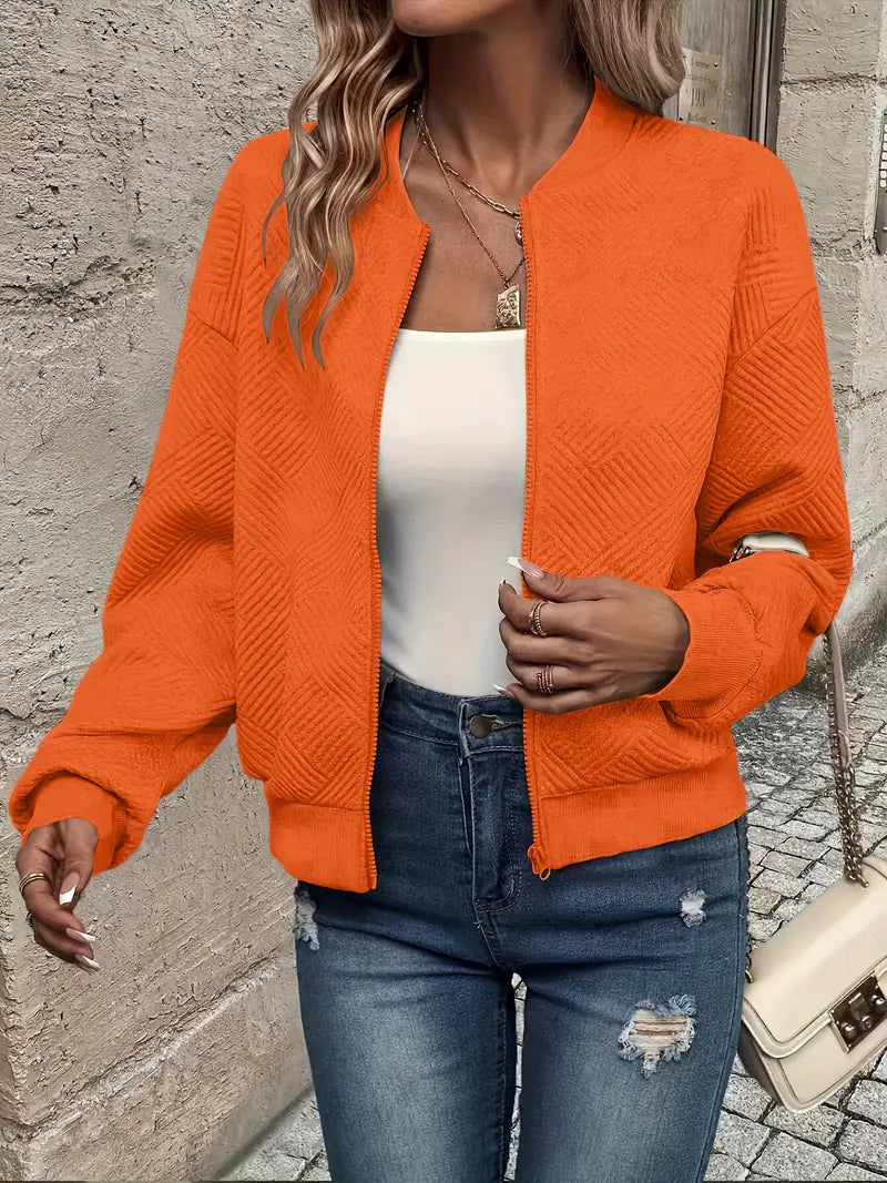 Sylvie - Veste Élégante Zippée Texturée