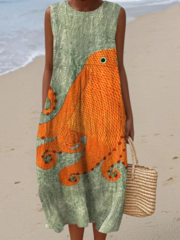 Nathalie - Robe Lin Légère Imprimée